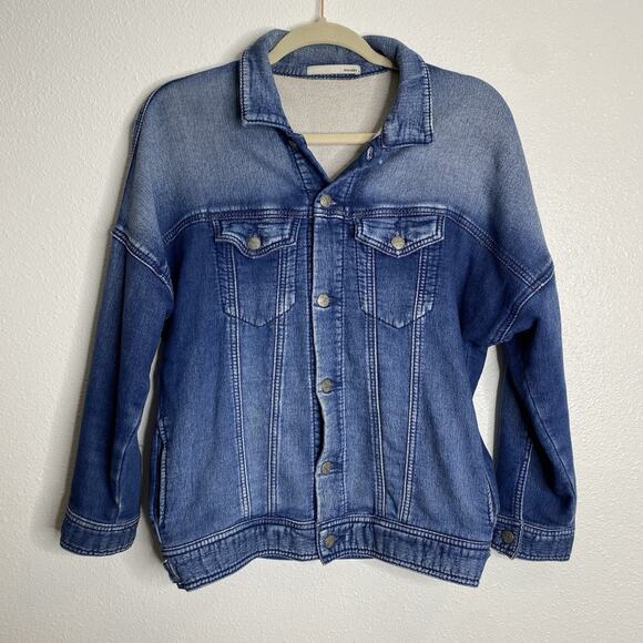 Moussy‎ x iSKO Blue Future Face Denim Next Collab Medium Wash Jean Jacket - Picture 1 of 7